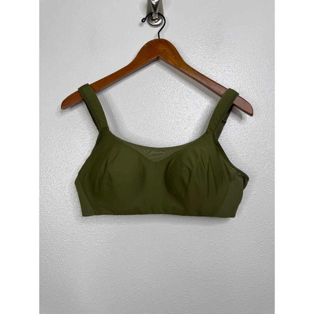 Knix Revolution Wireless Bra Olive Green Mesh V-Neck Size L+/G+